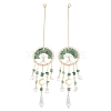 Wire Wrapped Natural Green Aventurine Chip Tree of Life Window Hanging Prism Ornaments HJEW-TA00283-03-1