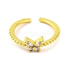 Butterfly Brass Glass Open Cuff Ring for Women RJEW-U003-20G-2