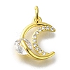 Moon Rack Plating Brass Micro Pave Cubic Zirconia Pendant KK-H485-33G-01-1