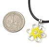 Glass Rhinestone & Glass Seed Beads Beaded Flower Pendant Necklaces NJEW-MZ00078-01-3