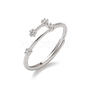 Constellations Rhodium Plated 925 Sterling Silver Micro Pave Clear Cubic Zirconia Adjustable Rings for Women RJEW-P130-01P-F-4