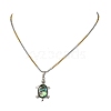 Natural Paua Shell 304 Stainless Steel Tortoise Pendant Two Tone Box Chain Necklaces for Women NJEW-JN06190-4