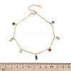 Ion Plating(IP) 304 Stainless Steel Colorful Cubic Zirconia Charm Anklets for Women STAS-P379-01G-5