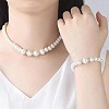 Round ABS Plastic Imitation Pearl Beaded Necklaces & Dangle Earring & Bracelets Sets FS-WG32AE8-01-3