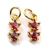 Brass Cubic Zirconia Charms KK-A156-14G-RS-3