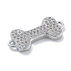 Rack Plating Brass Micro Pave Clear Cubic Zirconia Bone Connector Charms KK-A234-059P-2