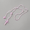 Polyester & Resin Link Chain Rosary Bead Necklaces LS-NJEW-WH0020-72B-3