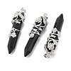 Natural Dyed & Heated Black Agate Pointed Pendants G-O164-02-P04-1