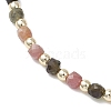 Natural Multicolor Tourmaline Faceted Cube Beaded Brass Micro Pave Clear Cubic Zirconia Butterfly Pendant OT Lariat Necklaces for Women NJEW-JN05807-5