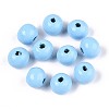 Spray Painted Round Natural Schima Wood Beads WOOD-A018-8mm-18-1