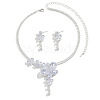 Butterfly Brass Micro Pave Clear Cubic Zirconia Pendant Necklaces & Stud Dangle Earrings Sets for Women FS-WGDDC3C-01-5