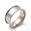 Non-Tarnish 201 Stainless Steel Grooved Finger Ring Settings STAS-P323-04P-1