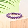 Natural Amethyst Round Beaded Stretch Bracelet BJEW-F293-04A-4