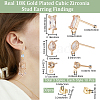 Beebeecraft 30Pcs 3 Style Brass Cubic Zirconia Stud Earring Findings KK-BBC0012-68-2