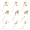 GOMAKERER 9Pcs 3 Style Bridal Leaf Alloy Hair Forks OHAR-GO0001-06-1