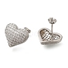 Rack Plating Heart Brass Pave Clear Cubic Zirconia Stud Earrings EJEW-I310-02P-1