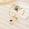 Evil Eye Alloy Resin Hollow Cuff Bangles & Cuff Rings Sets FS-WGE3CB7-01-1