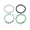 4Pcs 4 Style Natural Green Aventurine & Lava Rock & Synthetic Hematite Stretch Bracelets Set BJEW-JB08481-4