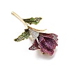 Flower Alloy Colorful Rhinestone Brooches JEWB-C037-35G-2