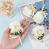 CRASPIRE 8Pcs Cloth Rose Flower Boutonniere Brooch with Rhinestone AJEW-CP0001-79A-3