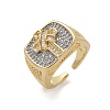 Brass Micro Pave Clear Cubic Zirconia Cuff Rings for Women RJEW-U041-06G-4