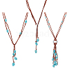 ANATTASOUL 3Pcs 3 Style Ethnic Style Natural Turquoise Chips & Alloy Lariat Necklaces for Women NJEW-AN0001-58-1