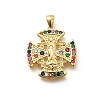 Rack Plating Brass Micro Pave Cubic Zirconia Pendants KK-L226-049G-01-1