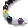 Natural Obsidian & Mixed Stone Round Beads Stretch Bracelet BJEW-JB07060-8