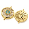 Rack Plating Brass Pave Cubic Zirconia Wheel Connector Charms KK-Z063-29G-02-2