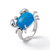 Gemstone Crab Open Cuff Ring RJEW-I090-01P-4