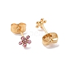 Rhinestone Flower Stud Earrings with 316L Surgical Stainless Steel Pins EJEW-P204-03G-05-2