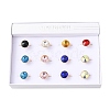 304 Stainless Steel with Glass Cuff Rings for Women RJEW-K309-41C-4