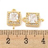 Brass Pave Clear Cubic Zirconia Connector Charms KK-P275-43G-3