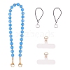 Natural & Dyed Malaysia Jade & 304 Stainless Steel Round Beaded Mobile Straps HJEW-SW00043-04-1