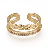 Brass Micro Pave Clear Cubic Zirconia Cuff Rings RJEW-Z003-10G-1