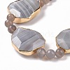 Natural Grey Agate Beads Strands with Round Beads G-G990-A01-4