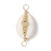 Natural Cowrie Shell Copper Wire Wrapped Shell Shape Connector Charms PALLOY-JF02939-02-1