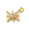 Star Rack Plating Brass Micro Pave Clear Cubic Zirconia Pendants KK-K377-51G-2