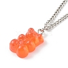 Transparent Resin Bear Pendant Necklaces NJEW-JN03503-3