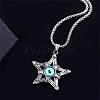 Five-pointed Star Pendant Necklace Titanium Steel Star Pendant Necklace Vintage Resin Evil Eye Jewelry Guardian Charms for Men Women JN1108A-3