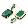 Glass Rectangle Dangle Stud Earrings EJEW-Q800-15D-KCG-2