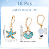 Starfish/Shell/Number Alloy Enamel & Acrylic Pendant Locking Stitch Markers HJEW-AB00585-2