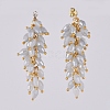 Electroplate Glass Cluster Beads Dangle Stud Earrings EJEW-JE03824-02-2