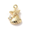 Marine Animal Theme Golden Brass Micro Pave Clear Cubic Zirconia Pendants KK-U031-01G-03-1