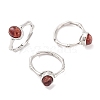 Oval Natural Mixed Stone Adjustable Rings RJEW-Q817-04P-2