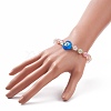 Heart with Evil Eye Lampwork Stretch Bracelet with Glass Beads for Women BJEW-JB08103-3