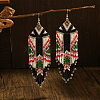 Bohemian Style Geometric Glass Seed Bead Tassel Dangle Earrings for Women AT5435-1-1