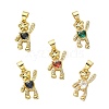 5Pcs 5 Colors Brass Clear Cubic Zirconia Pendants KK-CJ0001-76-8