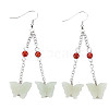 Butterfly Natural New Jade Dangle Earrings for Girl Women EJEW-S212-002-4