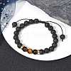 Natural Lava Rock & Tiger Eye Braided Bead Bracelets BJEW-JB09729-01-2